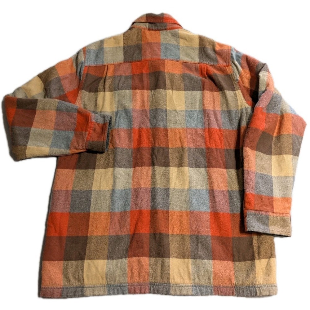 LL Bean Fleece Lined Flannel Shirt Jacket Mens M Plaid Chamois - Picture 4 of 7